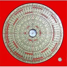 正品台湾日星堂8.6寸综合盘34层金底高级木质风水罗经料附水平仪